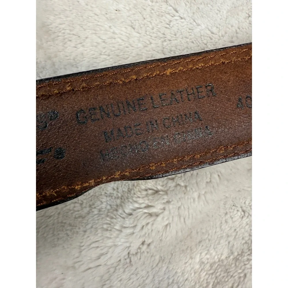 Dockers Mens Brown Genuine Leather Belt‎ Silver Buckle Size 40 CDI